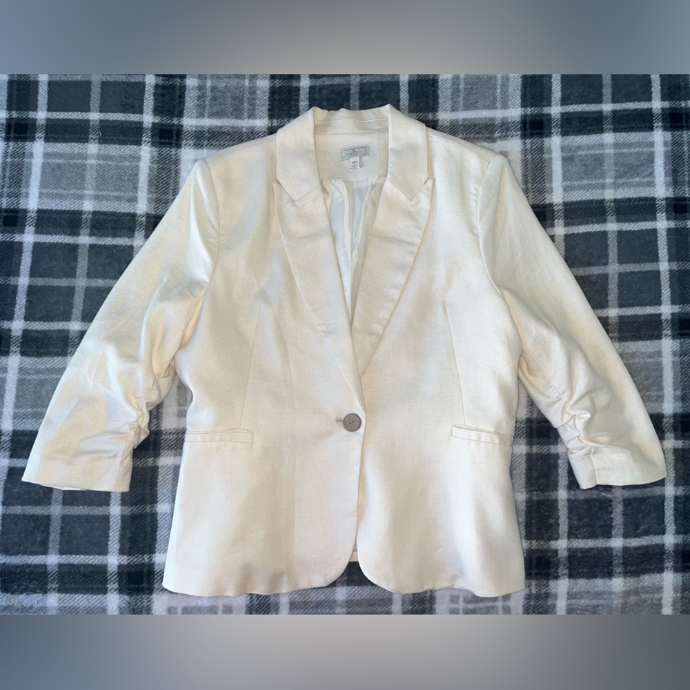 Jules & Leopold Linen Blazer 3/4 Ruffled Sleeve (Size M)